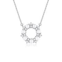 Cubic Zircon Micro Pave Sterling Silver Necklace, 925 Sterling Silver, with Shell Pearl, with 1.97inch extender chain, fashion jewelry & micro pave cubic zirconia & for woman Approx 15.74 Inch 