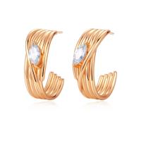 Cubic Zirconia Micro Pave Brass Earring, Plating champagne gold, fashion jewelry & micro pave cubic zirconia & for woman 