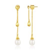 Sterling Silver Drop Earring, 925 Sterling Silver, with Shell Pearl, plated, fashion jewelry & for woman 