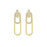 Cubic Zirconia Micro Pave Sterling Silver Earring, 925 Sterling Silver, 18K gold plated, fashion jewelry & micro pave cubic zirconia & for woman 