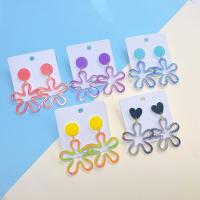 Acrylic Drop Earring, Flower, printing, fashion jewelry & for woman 