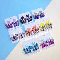 Acrylic Stud Earring, Butterfly, printing, fashion jewelry & for woman [