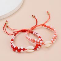 Glass Seed Beads Bracelets, Cotton Thread, with Seedbead & Shell, Shell, handmade, fashion jewelry & for woman Approx 28 cm 