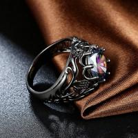 Gemstone Zinc Alloy Finger Ring, with Topaze, fashion jewelry 
