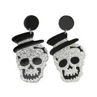 Acrylic Drop Earring, Skull, Halloween Jewelry Gift & for woman, earring length 24-61mm 