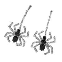 Zinc Alloy Drop Earring, Spider, platinum color plated, Halloween Jewelry Gift & for woman & with rhinestone 