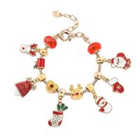 Zinc Alloy Christmas Bracelet, plated, Unisex & Christmas jewelry & enamel & with rhinestone Approx 6 Inch [