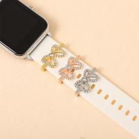 Zinc Alloy Watch Band Finding, Bowknot, for apple watch & Unisex & with rhinestone & hollow 
