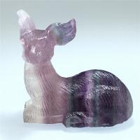 Purple Fluorite, Deer, Carved, for home and office, mixed colors 