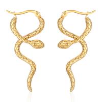 Stainless Steel Leverback Earring, 304 Stainless Steel, Snake, Vacuum Ion Plating, fashion jewelry & for woman 