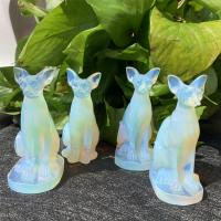 Opal, Cat, Carved, for home and office, white, 75mm 