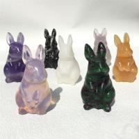 Gemstone Decoration, Natural Stone, Rabbit, Carved, for home and office & random style, mixed colors 