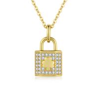 Cubic Zircon Micro Pave Sterling Silver Necklace, 925 Sterling Silver, with 1.97inch extender chain, Lock, 18K gold plated, fashion jewelry & micro pave cubic zirconia & for woman Approx 15.74 Inch 