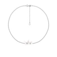 Cubic Zircon Micro Pave Sterling Silver Necklace, 925 Sterling Silver, with Acrylic, with 1.97inch extender chain, Butterfly, fashion jewelry & micro pave cubic zirconia & for woman Approx 13.77 Inch 