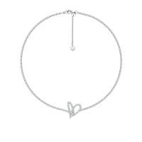 Cubic Zircon Micro Pave Sterling Silver Necklace, 925 Sterling Silver, with 1.97inch extender chain, Heart, fashion jewelry & micro pave cubic zirconia & for woman Approx 11.81 Inch 