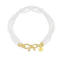 Sterling Silver Bracelets, 925 Sterling Silver, with Shell Pearl, Bowknot, 18K gold plated, fashion jewelry & for woman Approx 7.48 Inch 