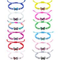 Fashion Jewelry Bracelet, Knot Cord, with Zinc Alloy, Butterfly, silver color plated, Unisex & adjustable Approx 17-28 cm 
