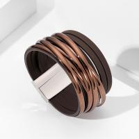 PU Leather Cord Bracelets, with Zinc Alloy, plated, fashion jewelry & for woman .5 cm [