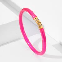 Silicone Jewelry Bracelets, with Zinc Alloy, gold color plated, fashion jewelry & for woman & with rhinestone Inner Approx 65mm [