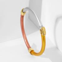 Bracelet de bijoux de silicone, avec alliage de zinc, Placage de couleur d'or, bijoux de mode & pour femme, plus de couleurs à choisir, Diamètre inté Environ 65mm, Vendu par PC