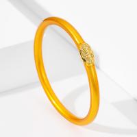 Bracelet en acier inoxydable Silicone, avec alliage de zinc, Placage de couleur d'or, bijoux de mode & pour femme, plus de couleurs à choisir, Diamètre inté Environ 65mm, Vendu par PC[