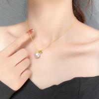 Edelstahl Schmuck Halskette, 304 Edelstahl, mit Kunststoff Perlen, rund, Vakuum-Ionen-Beschichtung, Modeschmuck & für Frau & mit Strass, keine, Länge:ca. 45 cm, verkauft von PC