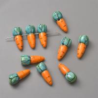 Рука рисования Фарфоровые бусы, фарфор, Морковь, DIY, оранжевый отверстие:Приблизительно 2.5mm, продается PC