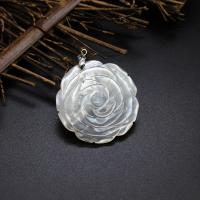Natural Freshwater Shell Pendants, Flower, polished, DIY, white 