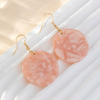 Acrylic Drop Earring, Acetate, with Zinc Alloy, Round, polished, for woman, pink 