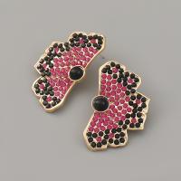 Zinc Alloy Stud Earring, with acrylic rhinestone, Butterfly, fashion jewelry & for woman [