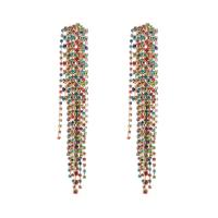 Fashion Fringe Boucles d'oreilles, alliage de zinc, Placage, pour femme & avec strass, plus de couleurs à choisir, Vendu par paire