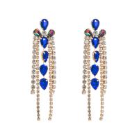 Fashion Fringe Earrings, Zinc Alloy, with Glass Rhinestone, plated, for woman & with rhinestone 