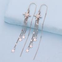 Fashion Fringe Earrings, 925 Sterling Silver, plated, micro pave cubic zirconia & for woman, platinum color 