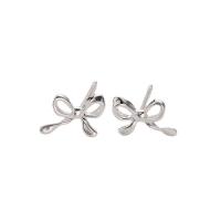 Sterling Silver Stud Earring, argent sterling 925, Noeud papillon, Placage, pour femme, couleur platine Vendu par paire