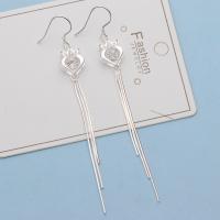 Fashion Fringe Earrings, 925 Sterling Silver, plated & micro pave cubic zirconia & for woman, platinum color 