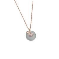 Cubic Zircon Micro Pave Sterling Silver Necklace, 925 Sterling Silver, with Chalcedony, with 5CM extender chain, Ginkgo Leaf, plated, micro pave cubic zirconia & for woman Approx 40 cm 