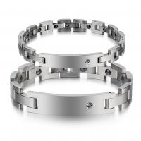 Titanium Steel Bracelet & Bangle, plated, Unisex & with rhinestone, original color 