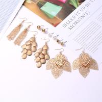 Zinc Alloy Drop Earring, with Plastic Pearl, 6 pieces & fashion jewelry & for woman 