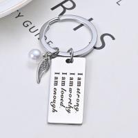 304 Stainless Steel Key Clasp, with Plastic Pearl, fashion jewelry, Pendant specificationuff1a Diameter of a circleuff1a30mm 