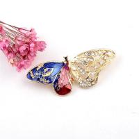 El esmalte Broche, aleación de zinc, Mariposa, para mujer & con diamantes de imitación, multicolor, 48x20mm, Vendido por UD