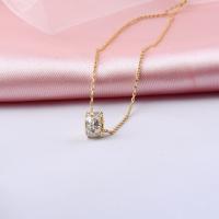 Cubic Zircon Micro Pave Brass Necklace, with 5cm extender chain, 18K gold plated, micro pave cubic zirconia & for woman, golden, pendant size Approx 45 cm 