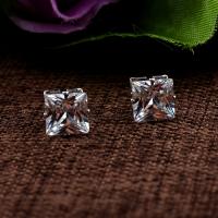 Cubic Zircon Brass Earring,  Square, silver color plated, Unisex & micro pave cubic zirconia 