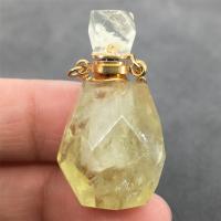 Citrine Perfume Bottle Pendant, with Zinc Alloy, gold color plated, DIY & carved, yellow, 30mm 
