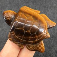 Gemstone Decoration, Tiger Eye, Turtle, Carved, for home and office, yellow, 50mm 