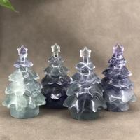 Gemstone Decoration, Colorful Fluorite, Christmas Tree, Carved, for home and office mixed colors 