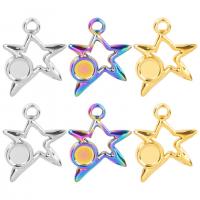 Stainless Steel Pendant Setting, 304 Stainless Steel, Star, Vacuum Ion Plating, DIY & hollow [