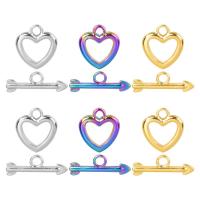 Stainless Steel Toggle Clasp, 304 Stainless Steel, Heart, Vacuum Ion Plating, DIY & hollow 