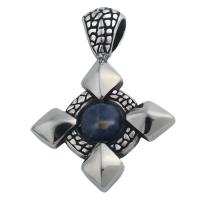 Stainless Steel Pendants, 304 Stainless Steel, with Sodalite, fashion jewelry & Unisex Approx 5.5*9mm 