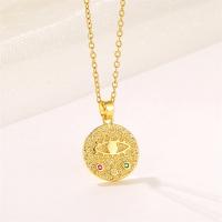 Evil Eye Jewelry Necklace, Titanium Steel, with 1.97inch extender chain, plated, fashion jewelry & micro pave cubic zirconia & for woman, golden Approx 15.75 Inch 