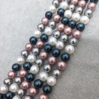 Perles de nacre en verre, perle de verre, Rond, Placage, DIY & normes différentes pour le choix, couleurs mélangées Environ 38 cm, Vendu par brin